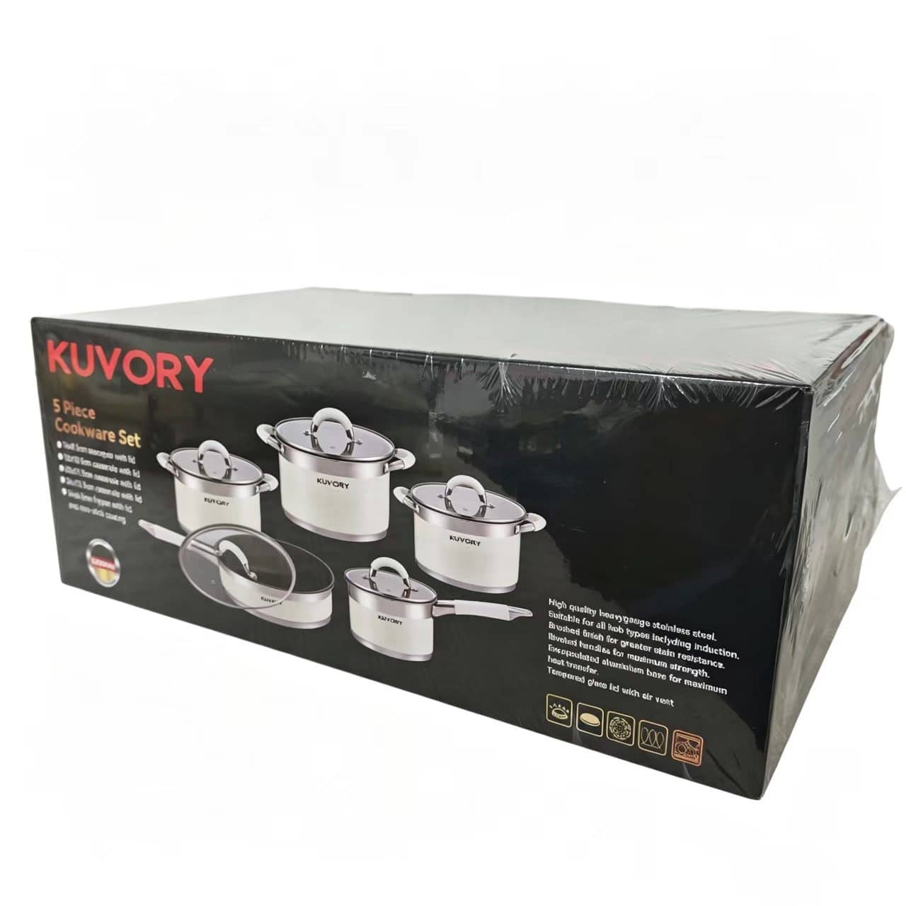 5-piece stainless steel nesting pot set (silicone handles)