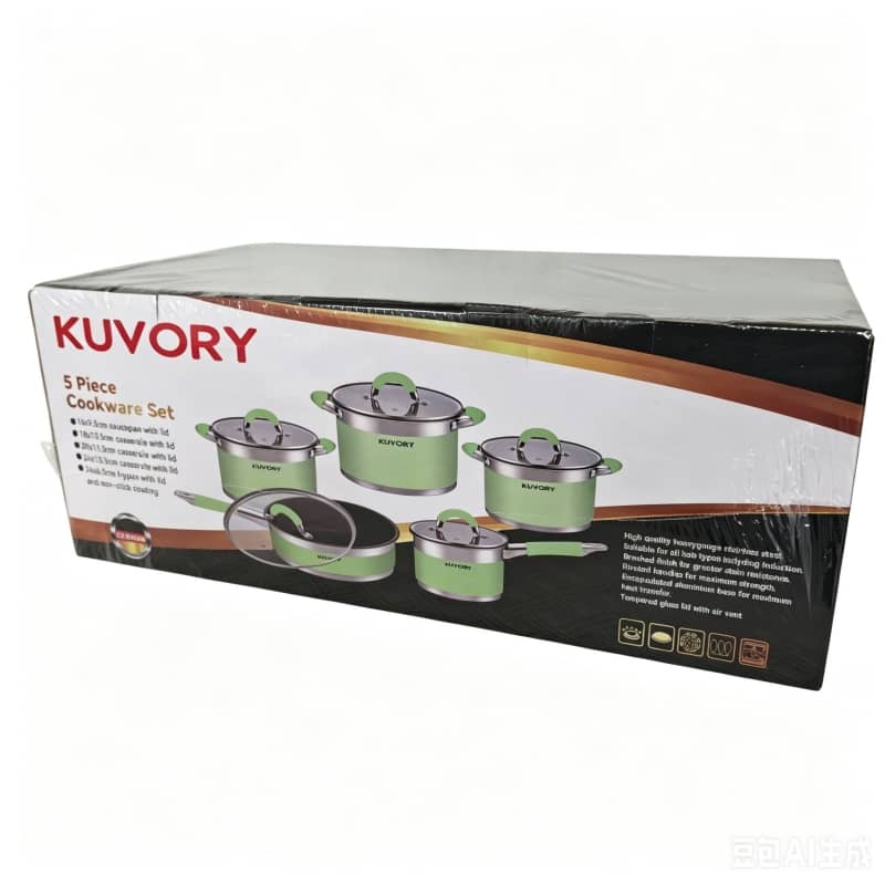 5-piece stainless steel nesting pot set (silicone handles)