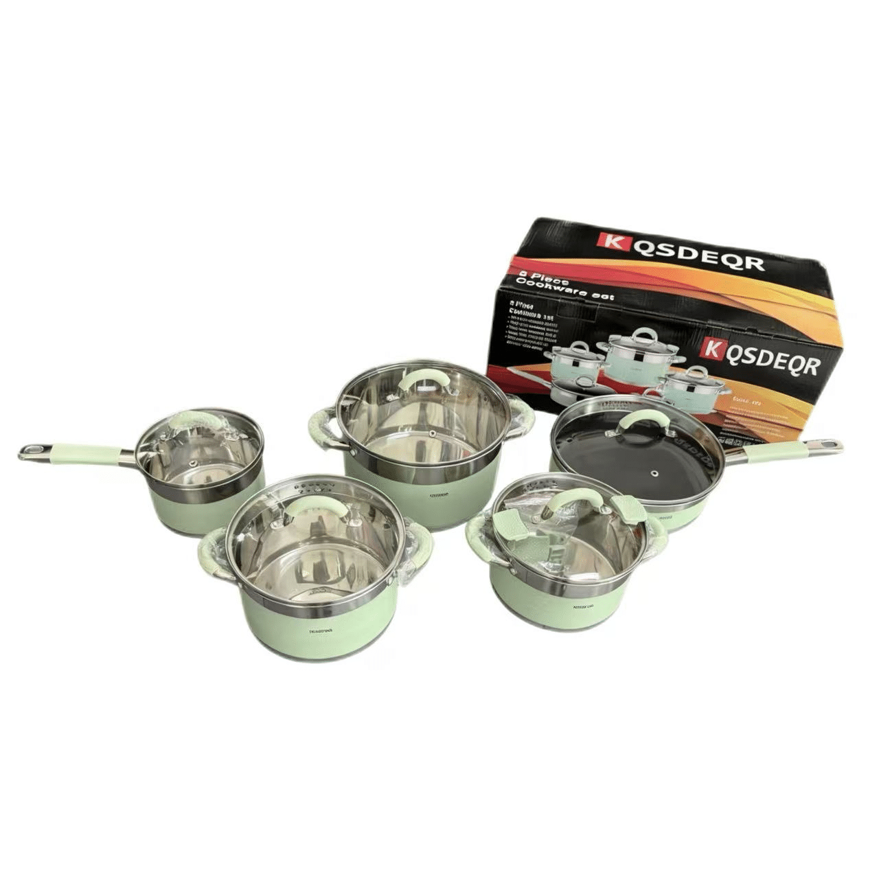 5-piece stainless steel nesting pot set (silicone handles)