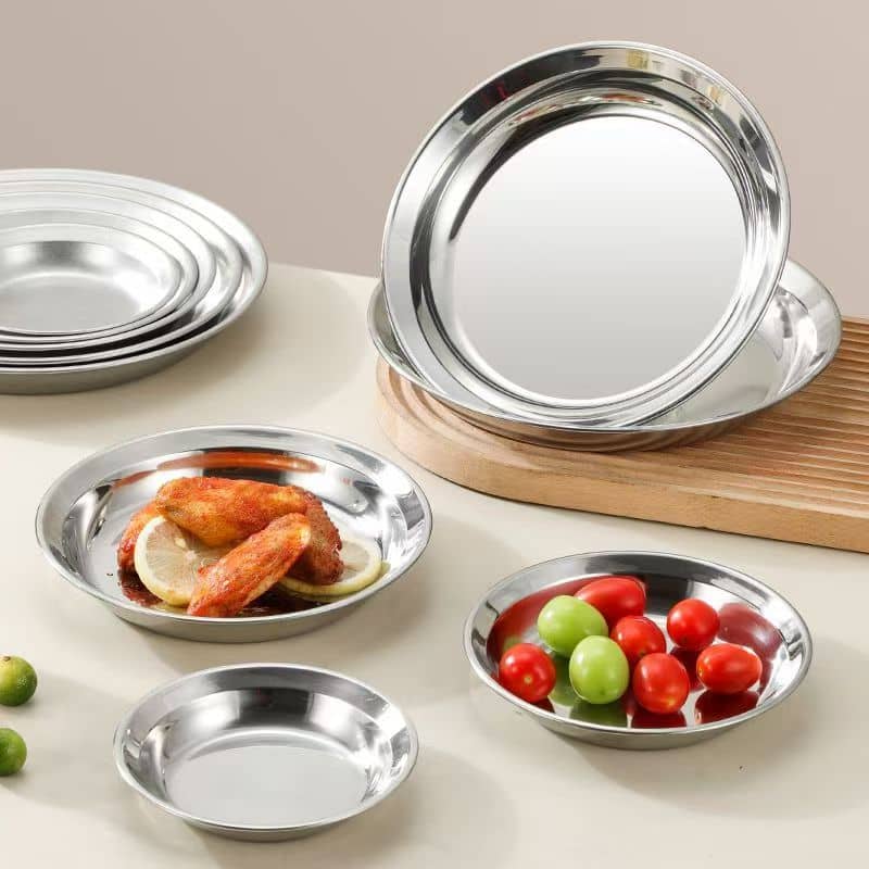 Stainless Steel Anti-overflow Round Plate