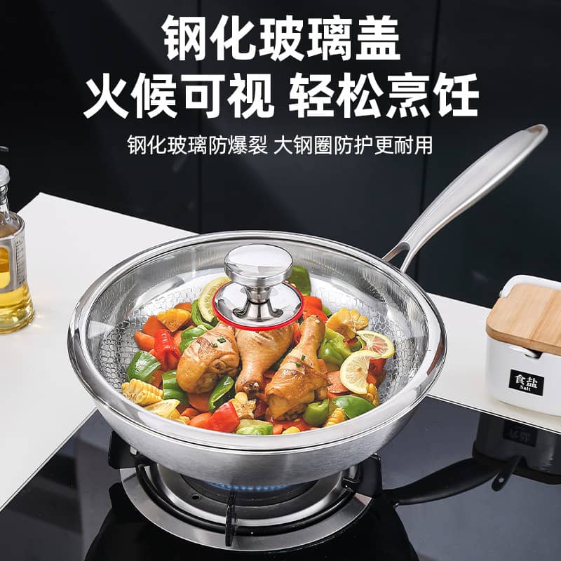Three-layer steel frying pan