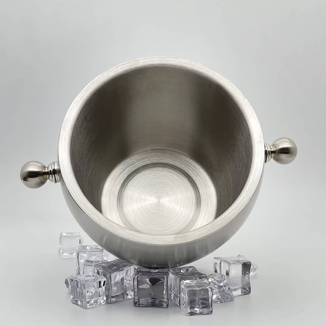 Stainless Steel Ice Bucket, Drum Shape with Double Handles
