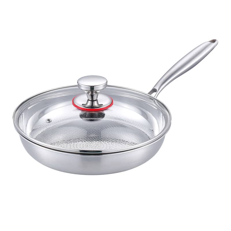 Three-layer steel flat-bottom frying pan
