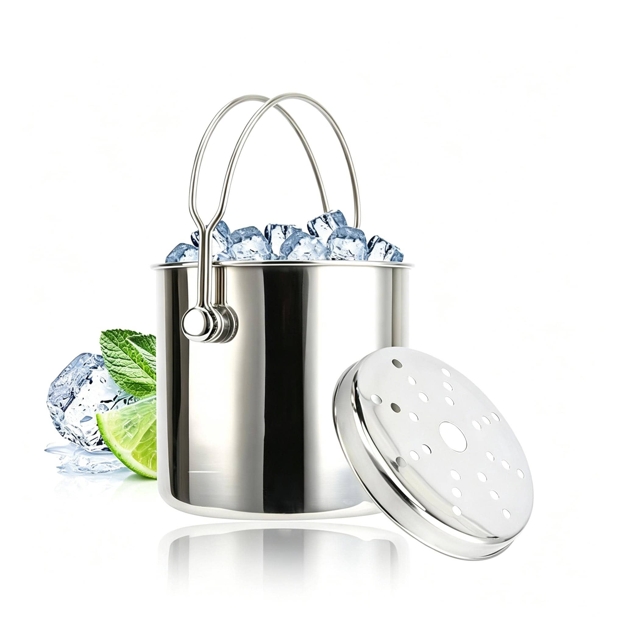 Single-wall stainless steel ice buckets