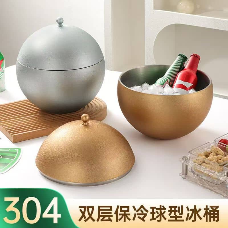Double-wall stainless steel ice bowl