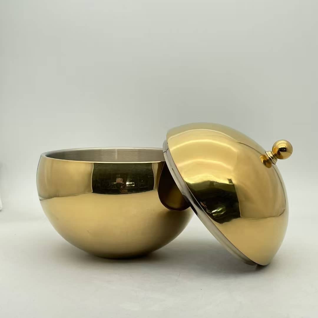 Double-wall stainless steel ice bowl