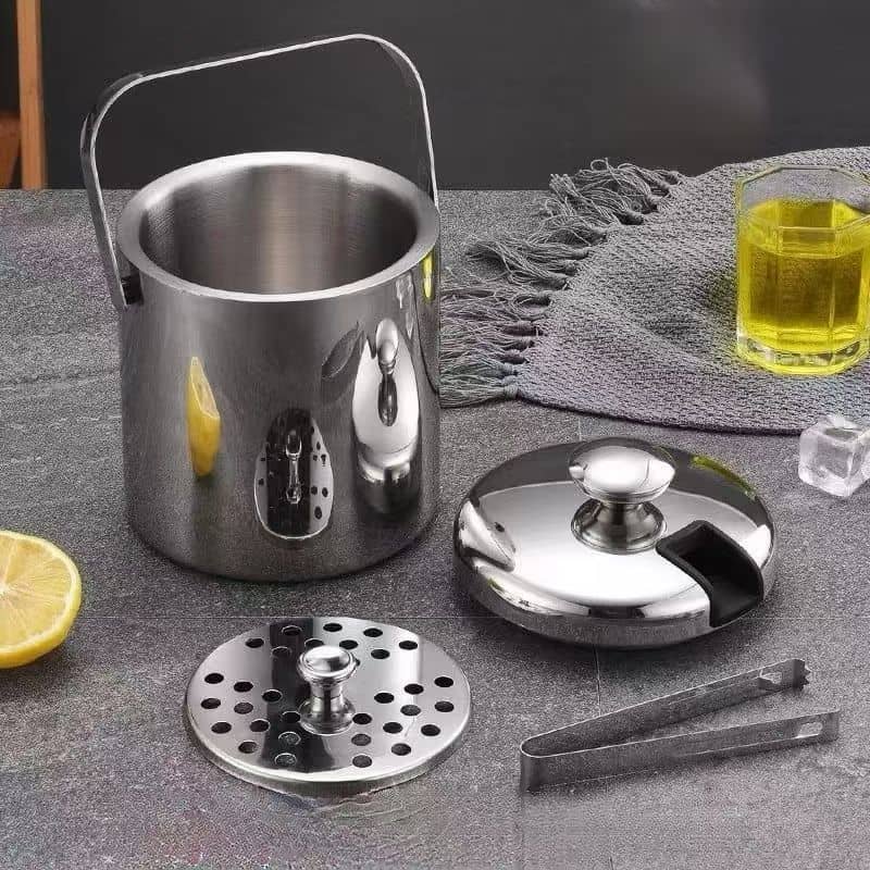 Double-wall stainless steel ice bucket