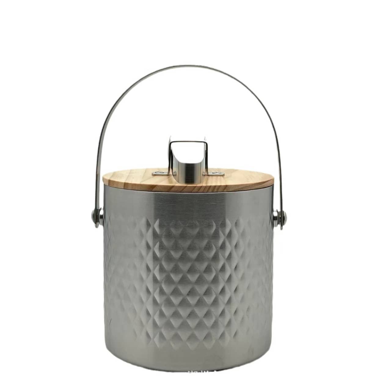 Diamond-patterned double-wall stainless steel ice bucket