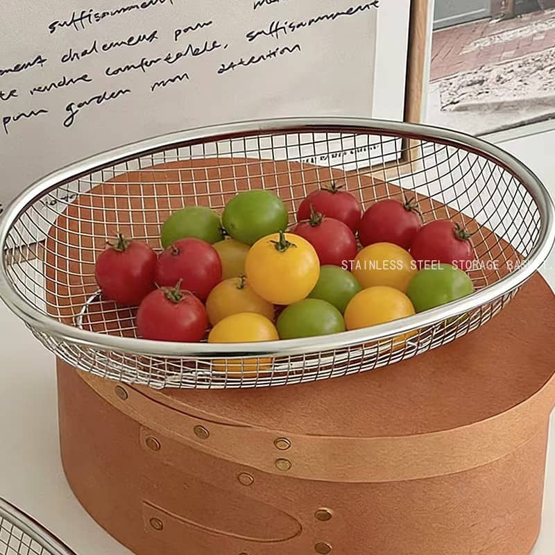 Oval stainless steel basket