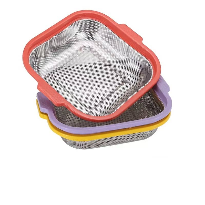 Square Fine Hole Basket with Plastic Rim