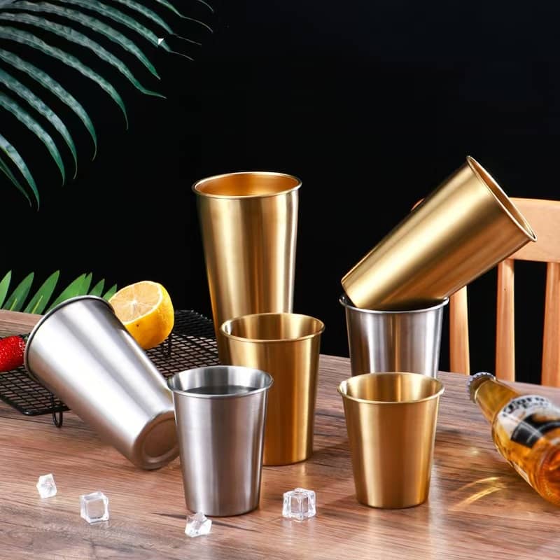 Single wall stainless steel water cups & beer mugs