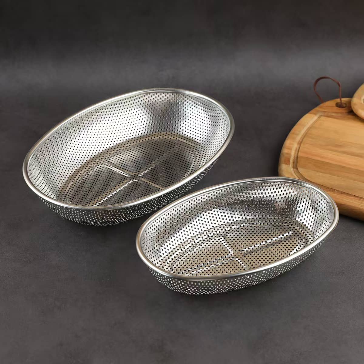 Oval stainless steel fine hole basket