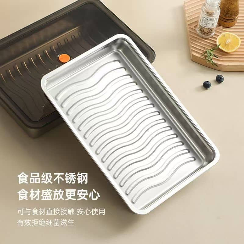 Airtight Stainless Steel Square Tray With Lid