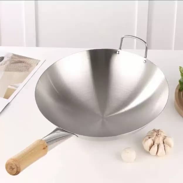 Single-grip stainless steel woks