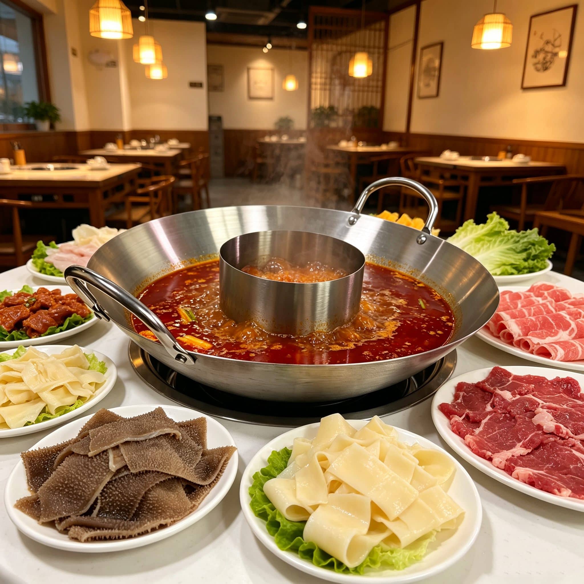Commercial Round Bottom Dual-Core Hot Pot