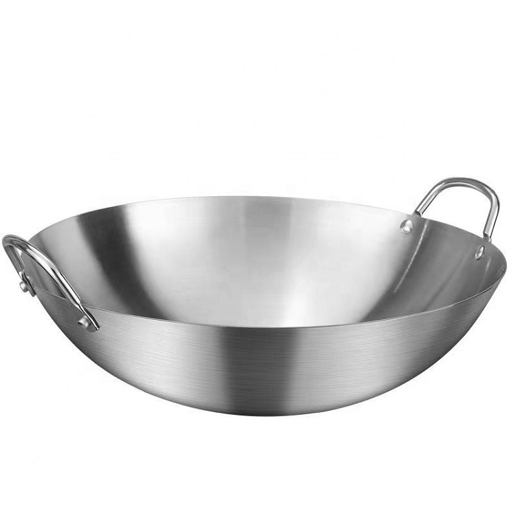 Commercial Stainless Steel Double-Ear Wok