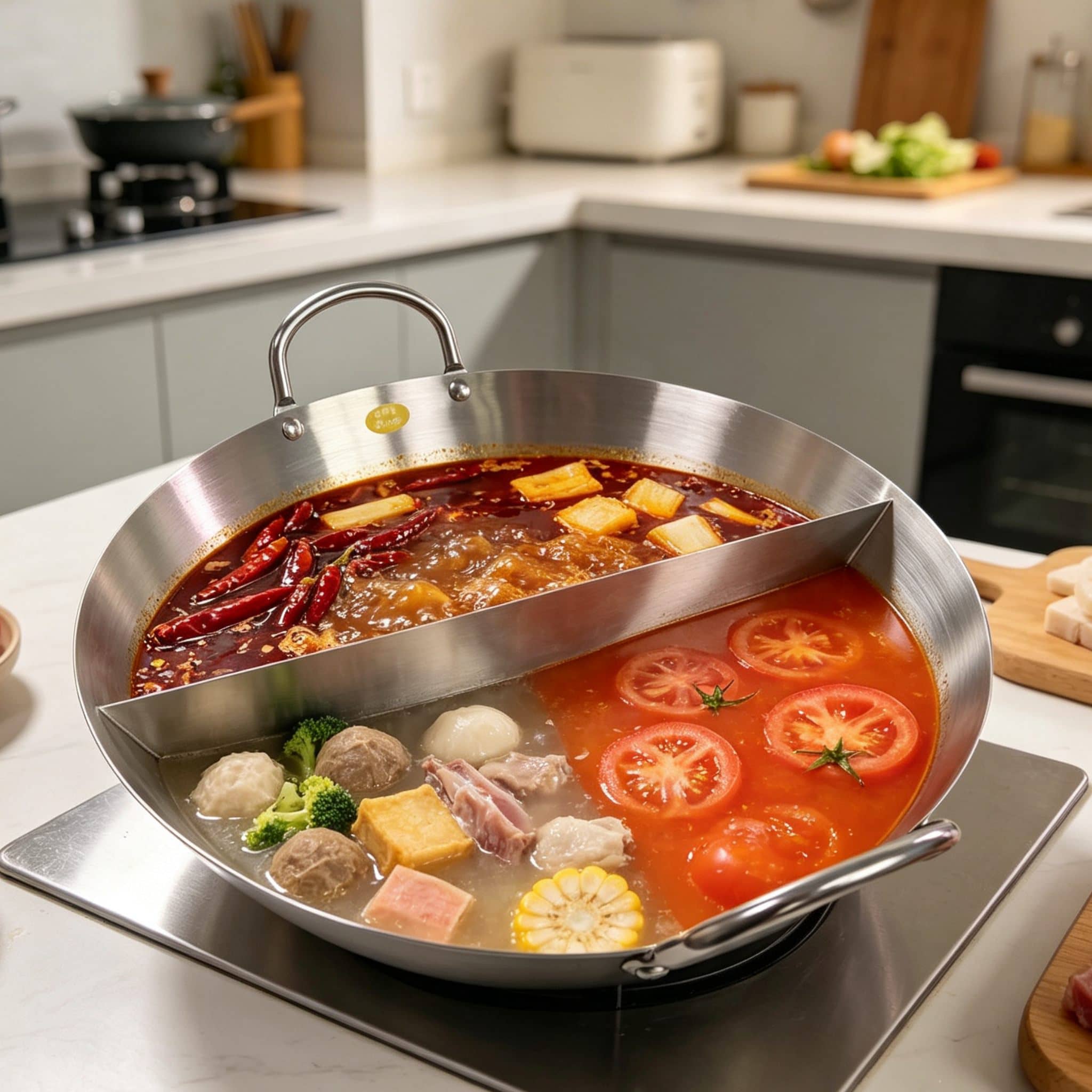 Commercial Round Bottom Double Flavor Hot Pot