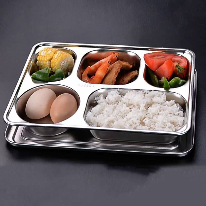 5 Compartment Stainless Steel Food Tray