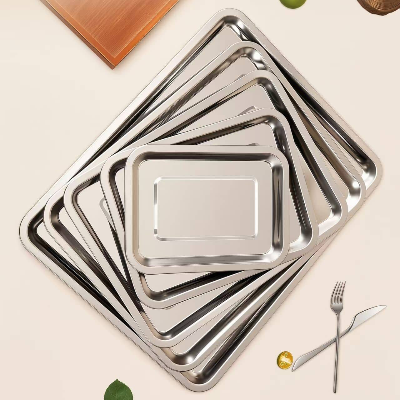 Square stainless steel trays