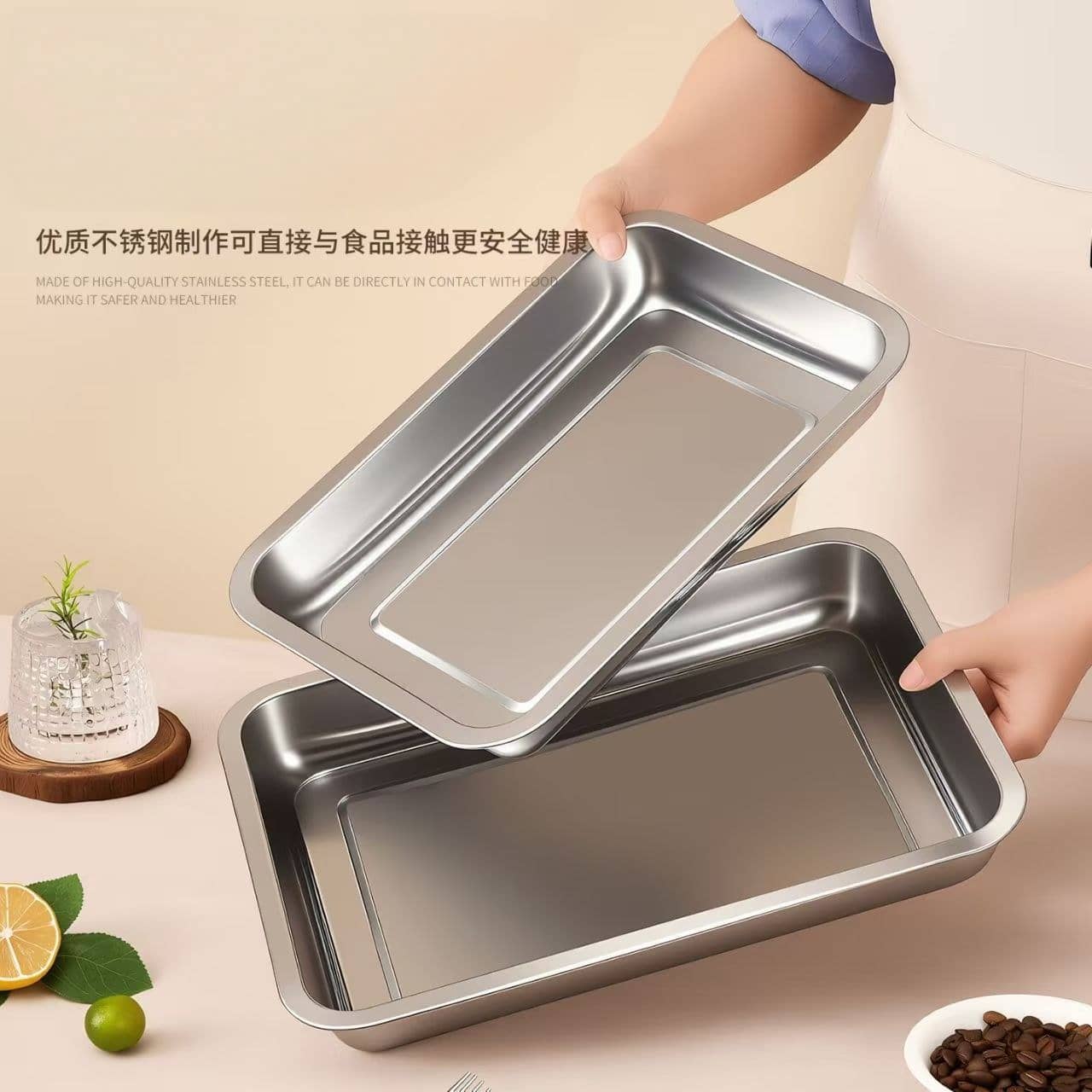 Square stainless steel trays