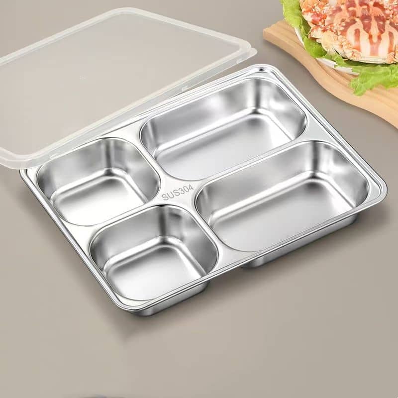 4 Compartment Stainless Steel Fast Food Tray