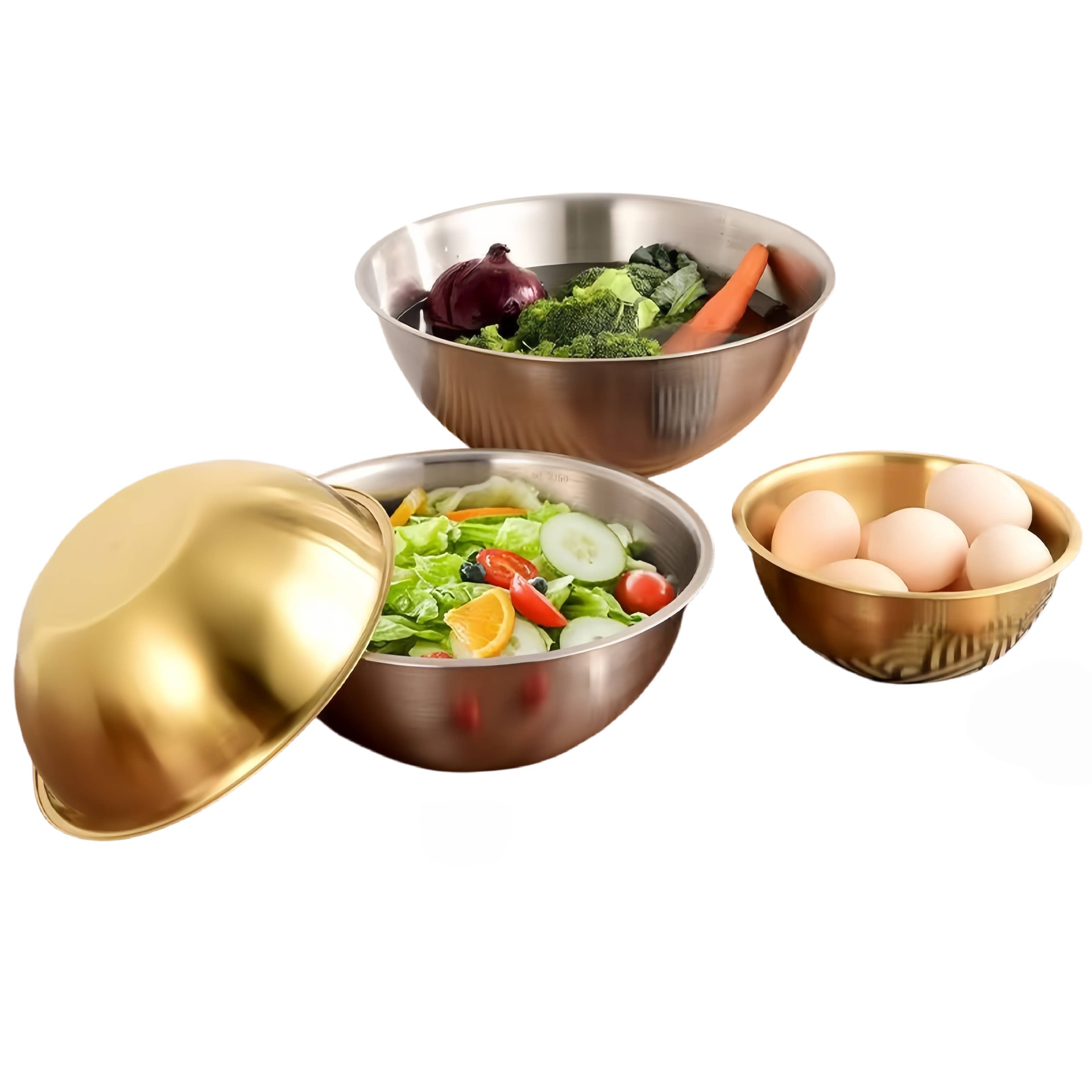 gold-plated stainless steel salad bowls