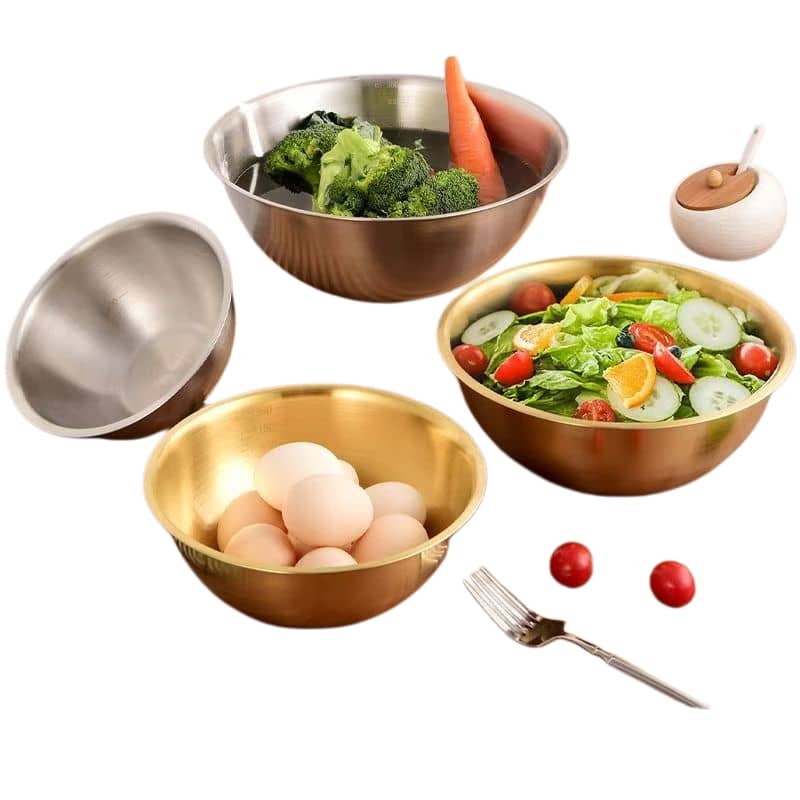 gold-plated stainless steel salad bowls