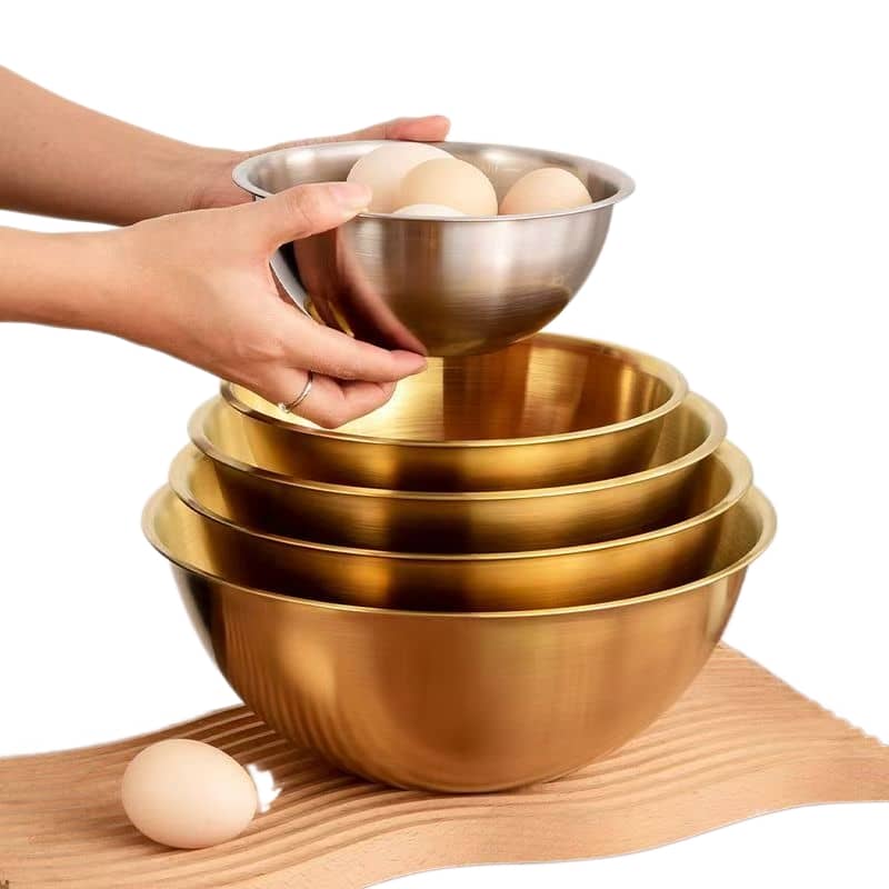 gold-plated stainless steel salad bowls