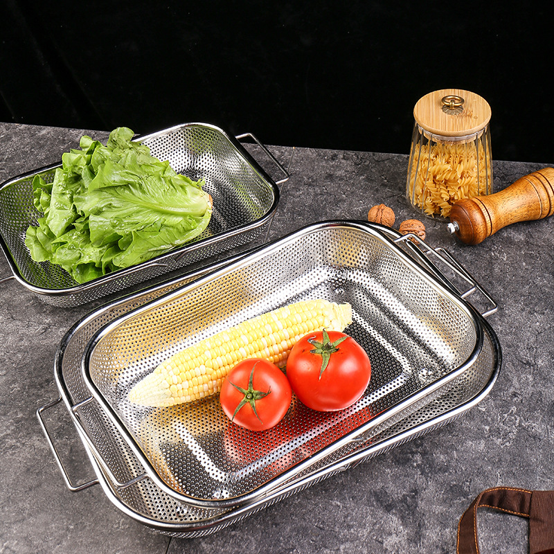 Stainless steel draining basket
